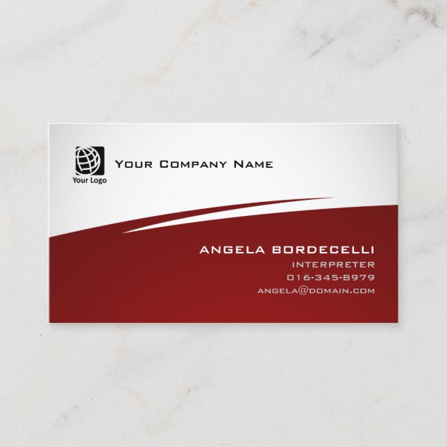 Interpreter Special Skills Abstract Red Zig Zag Business Card (Front)