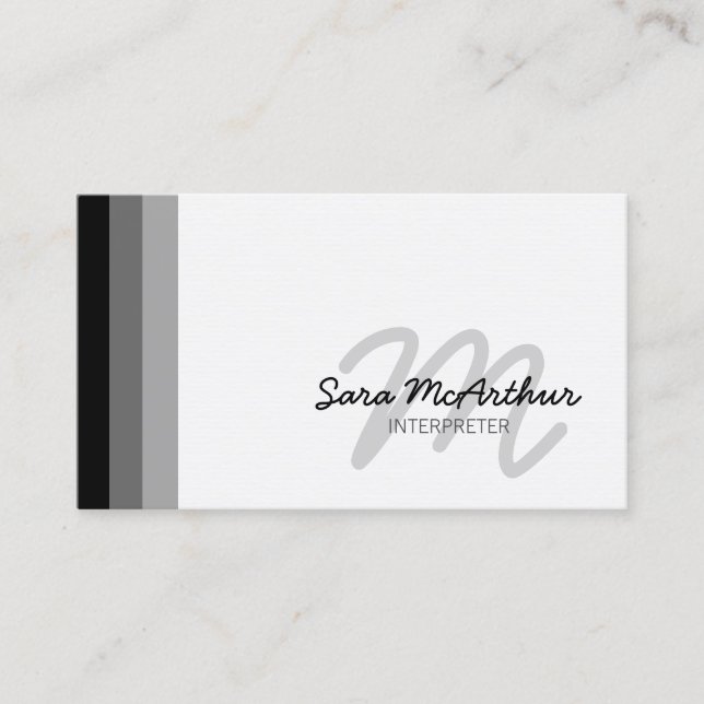 Interpreter Special SkillsServices CursiveMonogram Business Card (Front)