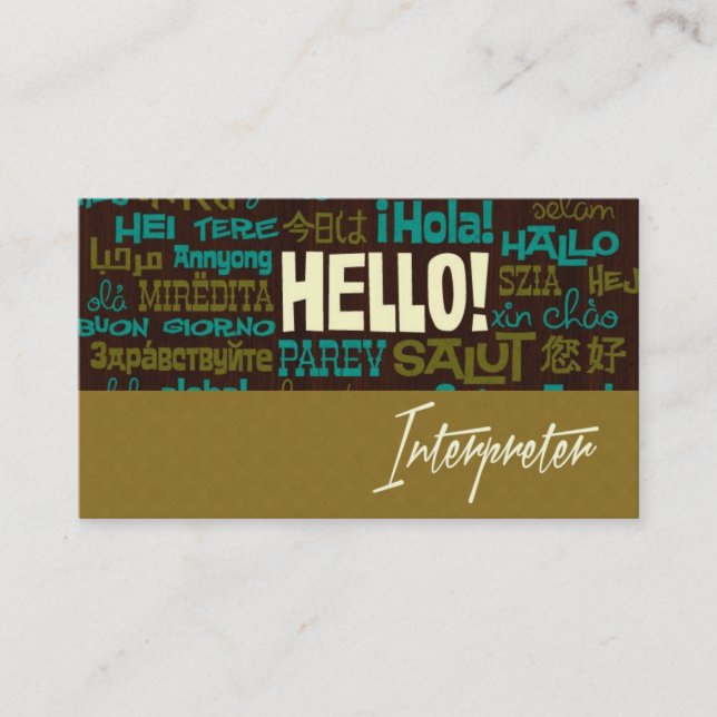 Interpreter, Translator, Business Card (Front)