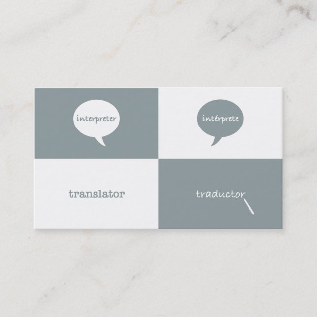 Interpreter/Translator English - Spanish Masculine Business Card (Front)