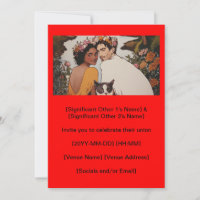Interracial couple floral wedding art with cat