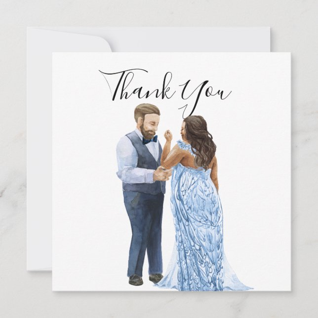 Interracial Couple Mariage Merci Cartes (Devant)