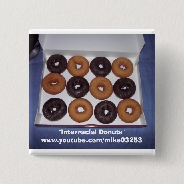 Interracial Doughnuts 2 Inch Square Button (Front)