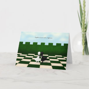 Interracial Friends Chess Pawns Hug Personalized Card