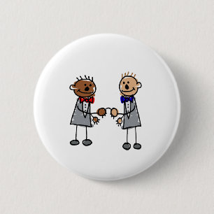 Interracial Gay Couple 2 Inch Round Button