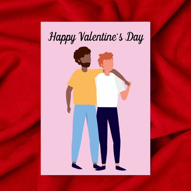 Interracial Gay Couple Two Men Valentine's Day Card (Creator Uploaded)