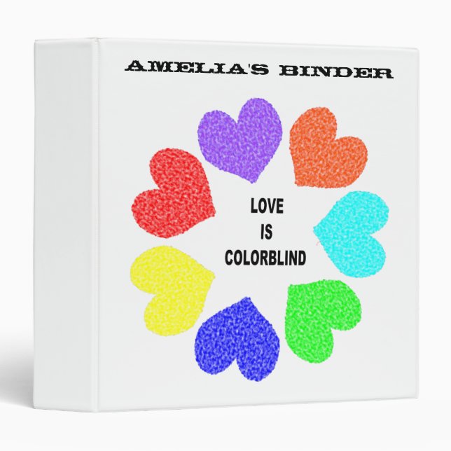 Interracial Love Rainbow Hearts Custom Binder (Front/Spine)