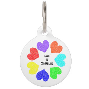 Interracial Love Rainbow Hearts Custom Dog Tag