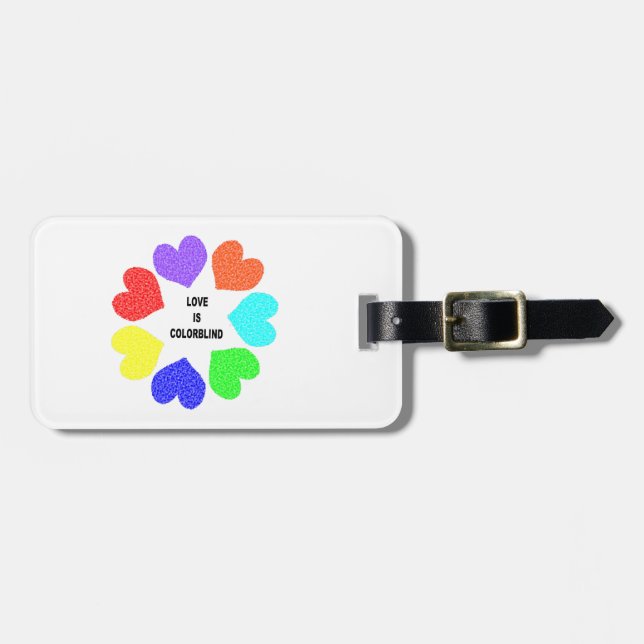 Interracial Love Rainbow Hearts Custom Luggage Tag (Front Horizontal)