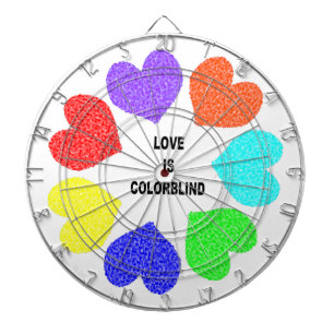 Interracial Love Rainbow Hearts Dart Board