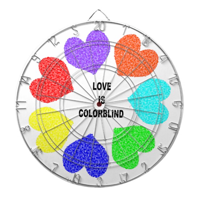 Interracial Love Rainbow Hearts Dart Board (Front)