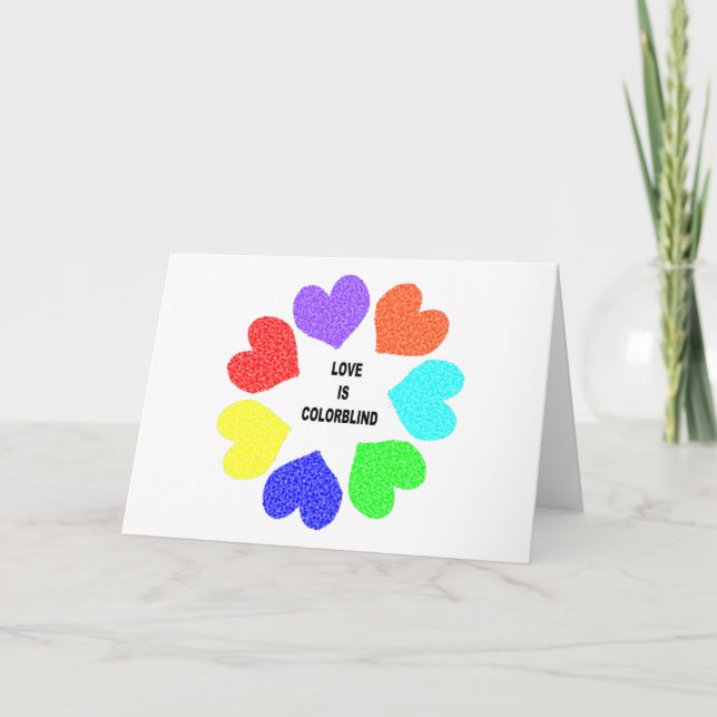 Interracial Love Rainbow Hearts Greeting Card (Front)