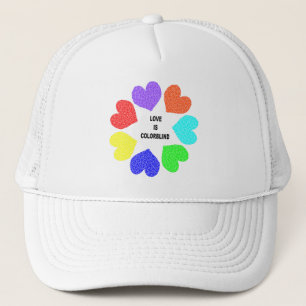 Interracial Love Rainbow Hearts Hat