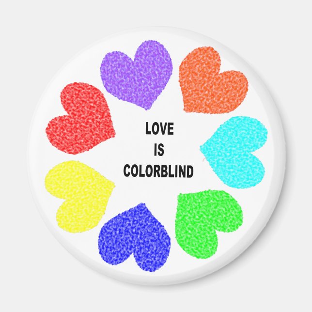 Interracial Love Rainbow Hearts Magnet (Front)
