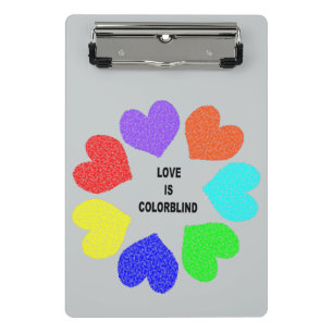 Interracial Love Rainbow Hearts Mini Clipboard