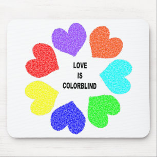 Interracial Love Rainbow Hearts Mousepad