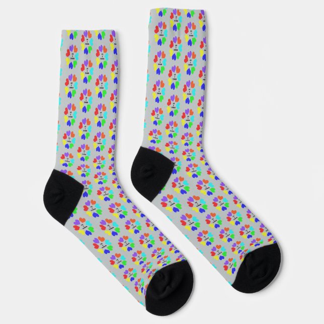 Interracial Love Rainbow Hearts Patterned Socks (Right)