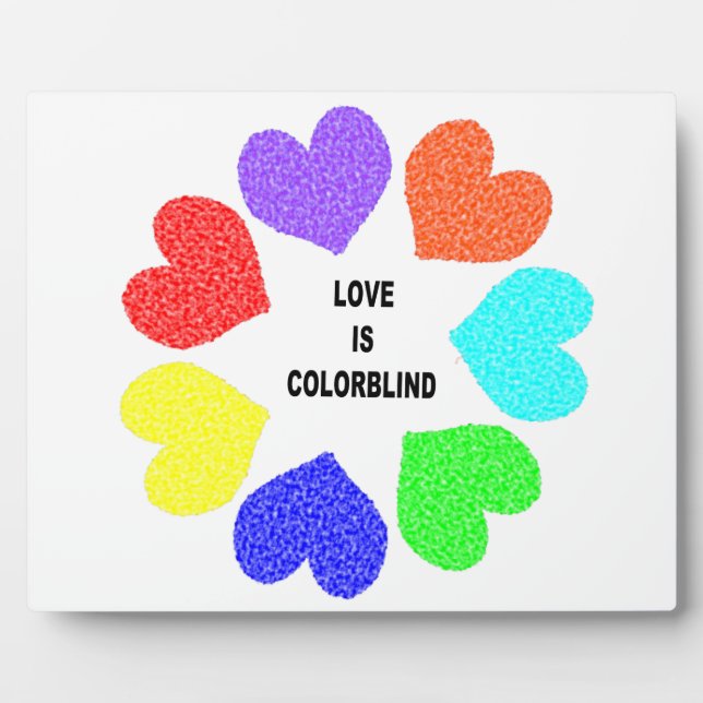 Interracial Love Rainbow Hearts Plaque (Front)