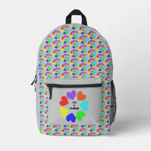 Interracial Love Rainbow Hearts Printed Backpack