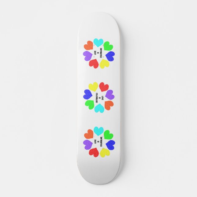 Interracial Love Rainbow Hearts Skateboard (Front)