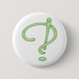 Interrobang! Green Glass 2 Inch Round Button