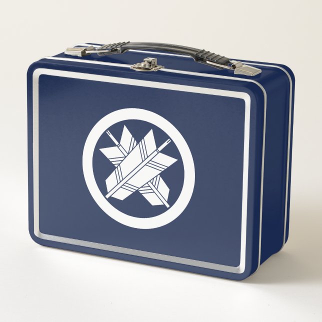 Intersecting arrows in circle metal lunch box (Front)