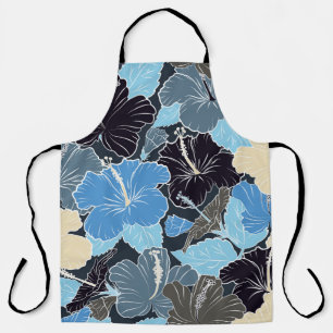 Intersecting curved elegant stylized hibiscus flow apron
