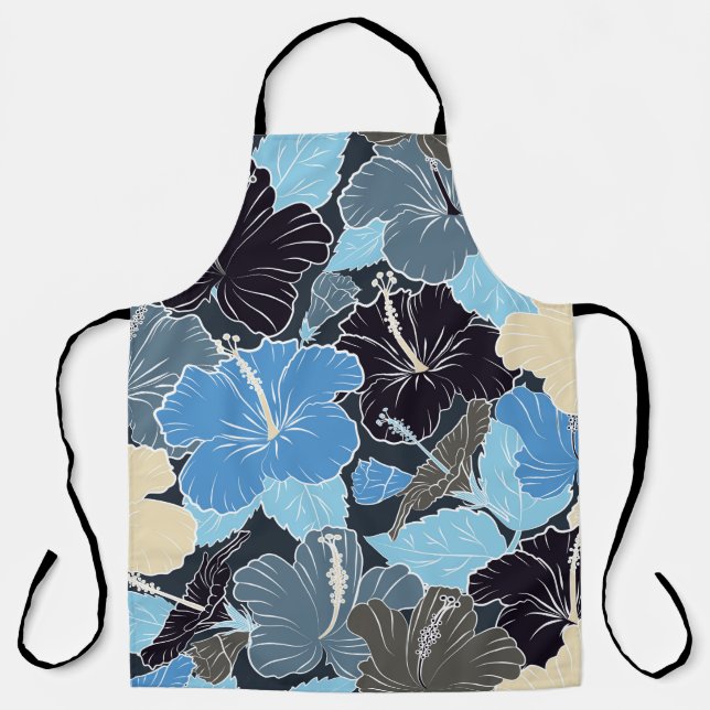 Intersecting curved elegant stylized hibiscus flow apron (Front)