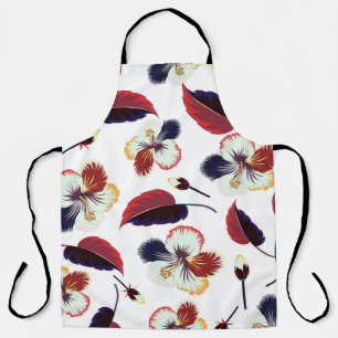 Intersecting curved elegant stylized hibiscus flow apron
