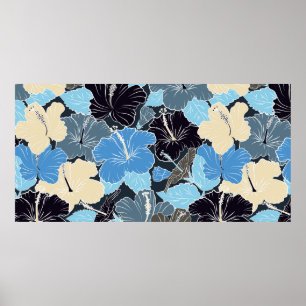 Intersecting curved elegant stylized hibiscus flow poster