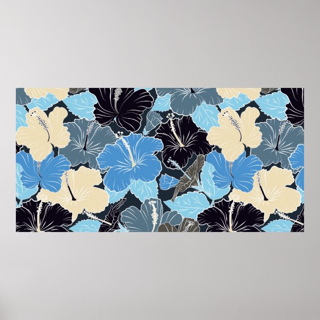 Intersecting curved elegant stylized hibiscus flow poster (Front)