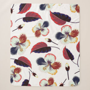 Intersecting curved elegant stylized hibiscus flow sherpa blanket