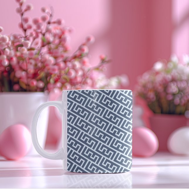 Intersecting E Alphabet Pattern Two-Tone Coffee Mug (mugs and cups)