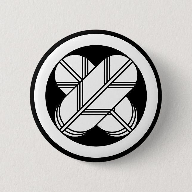 Intersecting hawk feathers in circle 2 inch round button (Front)