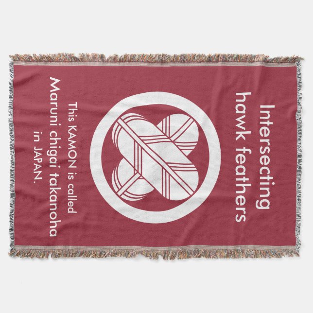 Intersecting hawk feathers in circle throw blanket (Front)