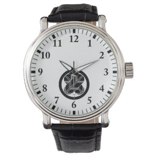 Intersecting hawk feathers in circle watch