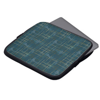 Intersecting lines and shapes creates a textured laptop sleeve