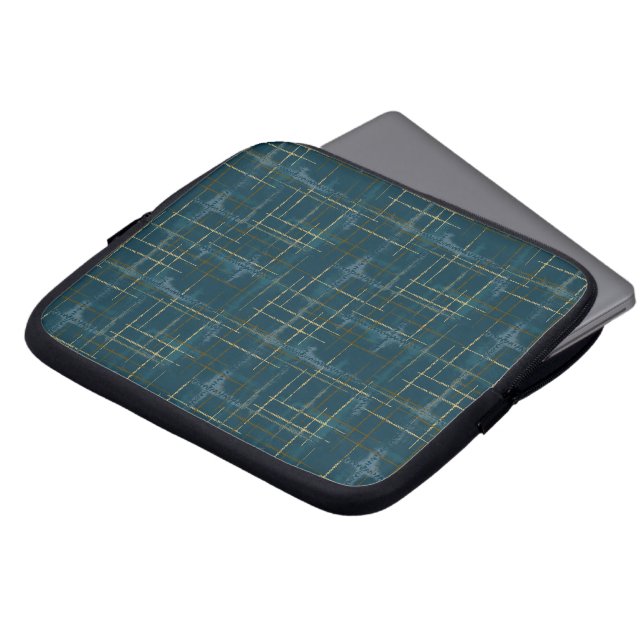 Intersecting lines and shapes creates a textured laptop sleeve (Front Top)