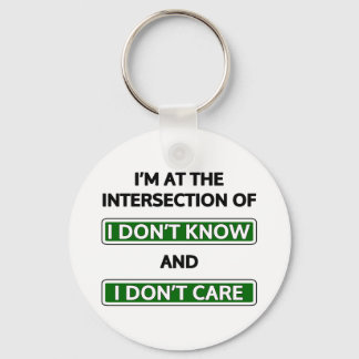 Intersection of "I don't know" and "I don't care" Keychain