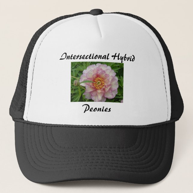 Intersectional Peony Hat, Black Trucker Hat (Front)
