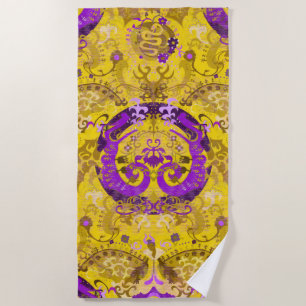 Intersex Dragon Damask - Intersex Pride Flag Colou Beach Towel
