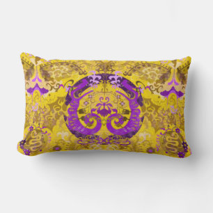Intersex Dragon Damask - Intersex Pride Flag Colou Lumbar Pillow