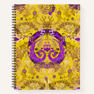 Intersex Dragon Damask - Intersex Pride Flag Colou Notebook