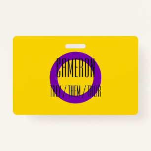 Intersex Flag Name / Pronoun Badge