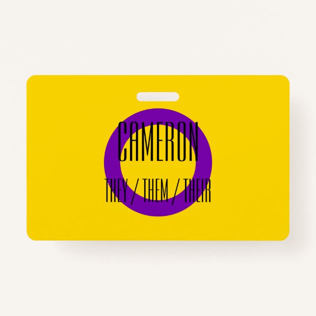 Intersex Flag Name / Pronoun Badge (Front)