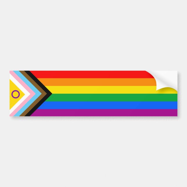 Intersex Inclusive Progress Pride Flag Bumper Sticker (Front)