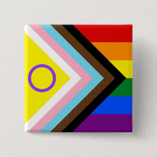 Intersex Inclusive Progress Rainbow Pride Flag 2 Inch Square Button