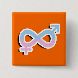 INTERSEX INFINITE SYMBOL 3D 2 INCH SQUARE BUTTON