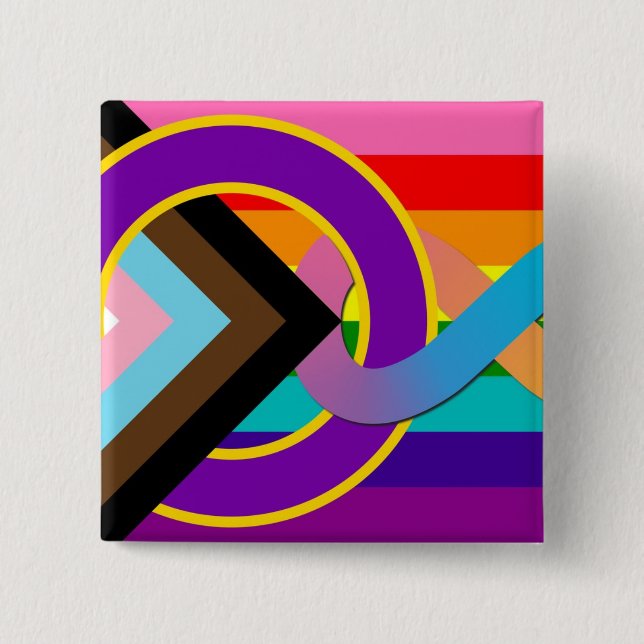 Intersex Neurodivergent Progressive Pride Flag 2 Inch Square Button (Front)