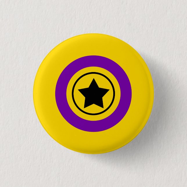 Intersex Pride Flag with a Star in a Circle 1 Inch Round Button (Front)